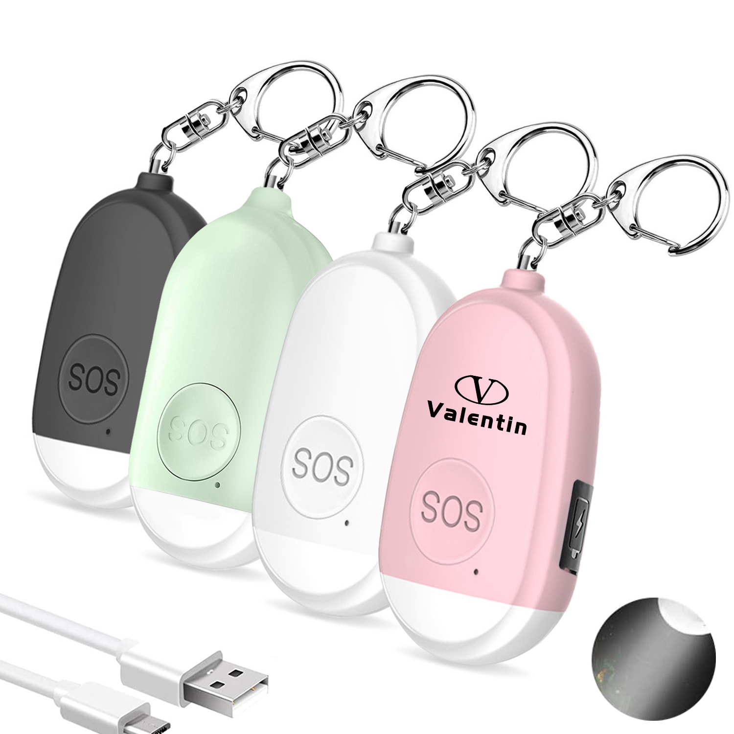 Rechargeable Personal Safety Alarm Keychain With Flashlight 1