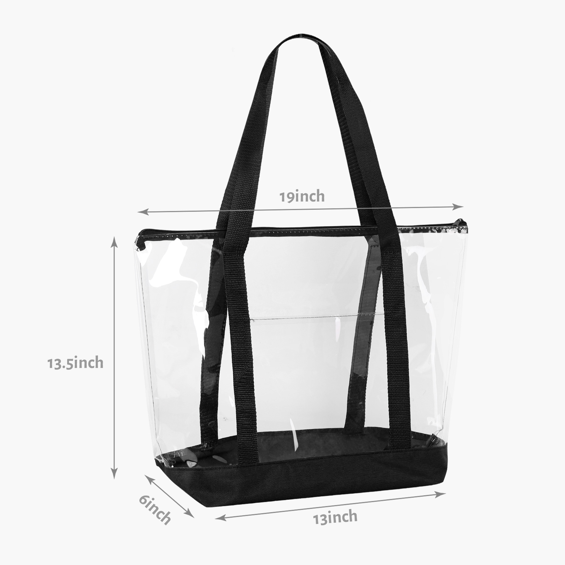 Large Clear Zippered Beach Tote Bag 19