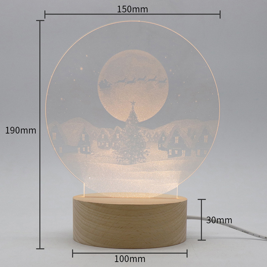 Custom Made To Order 3D Optical Illusion LED Night Light And Lamp With Wood Base 8