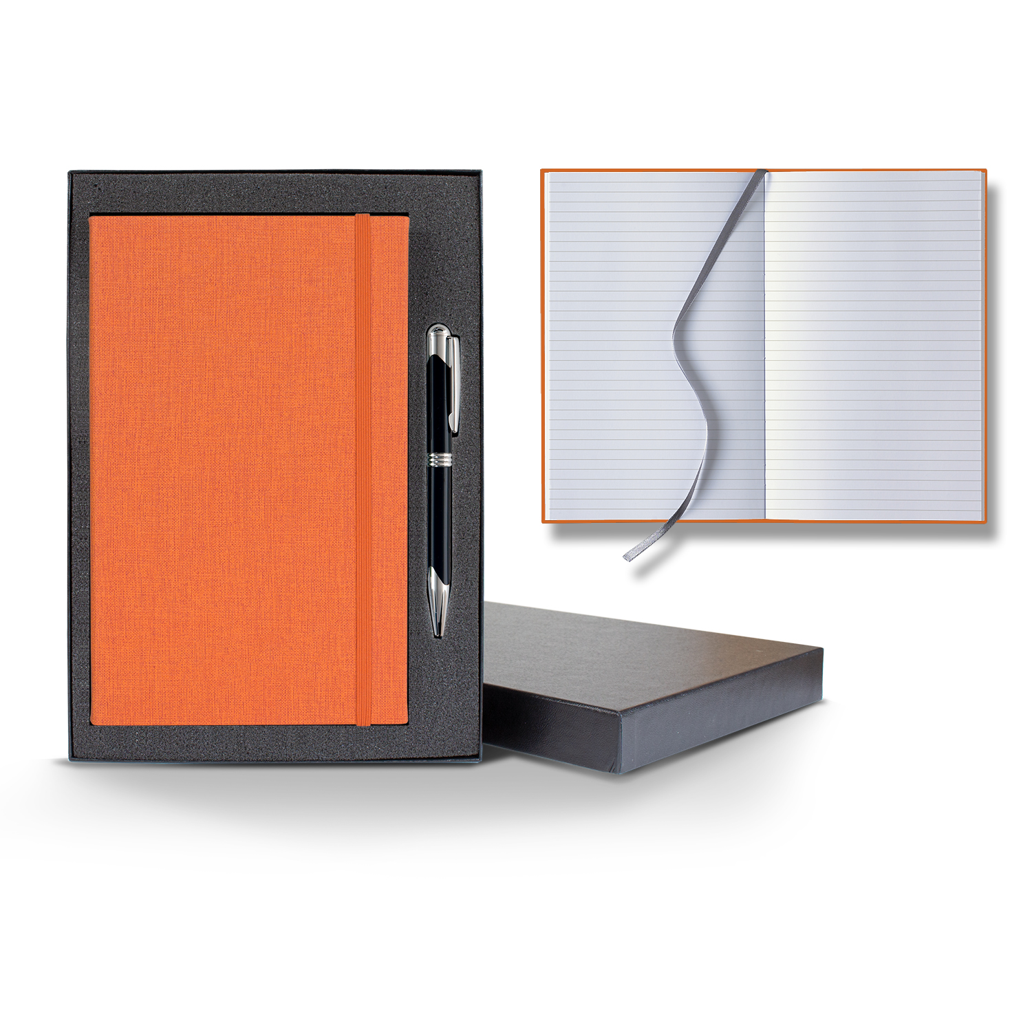 Castelli Linen Banded Medio Lined White Page Journal Gift Set 6