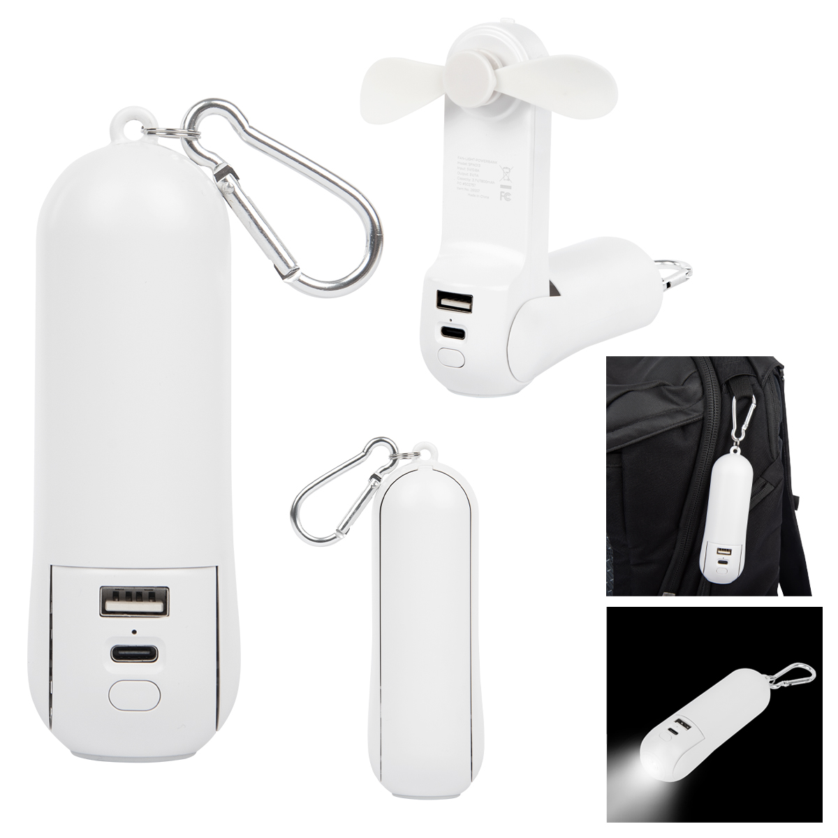 Rechargeable Power Bank With Fan & Flashlight 1
