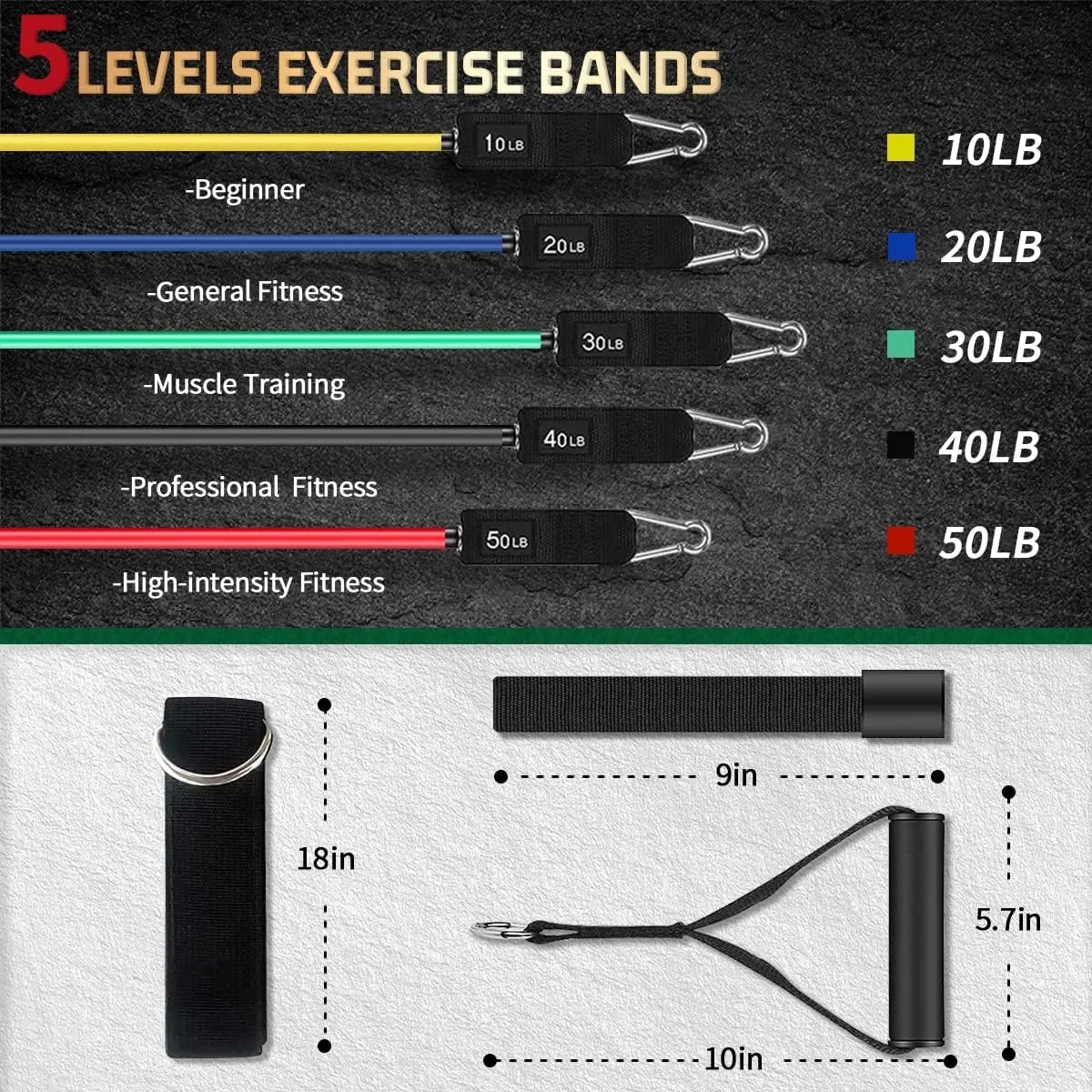Unisex Home Adjustable Resistance Exercise Workout Bands 5