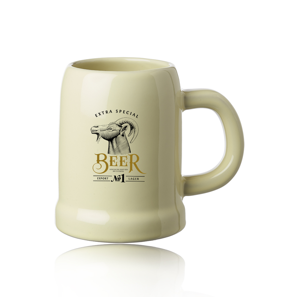 24 oz. Beige Ceramic Beer Mug 2