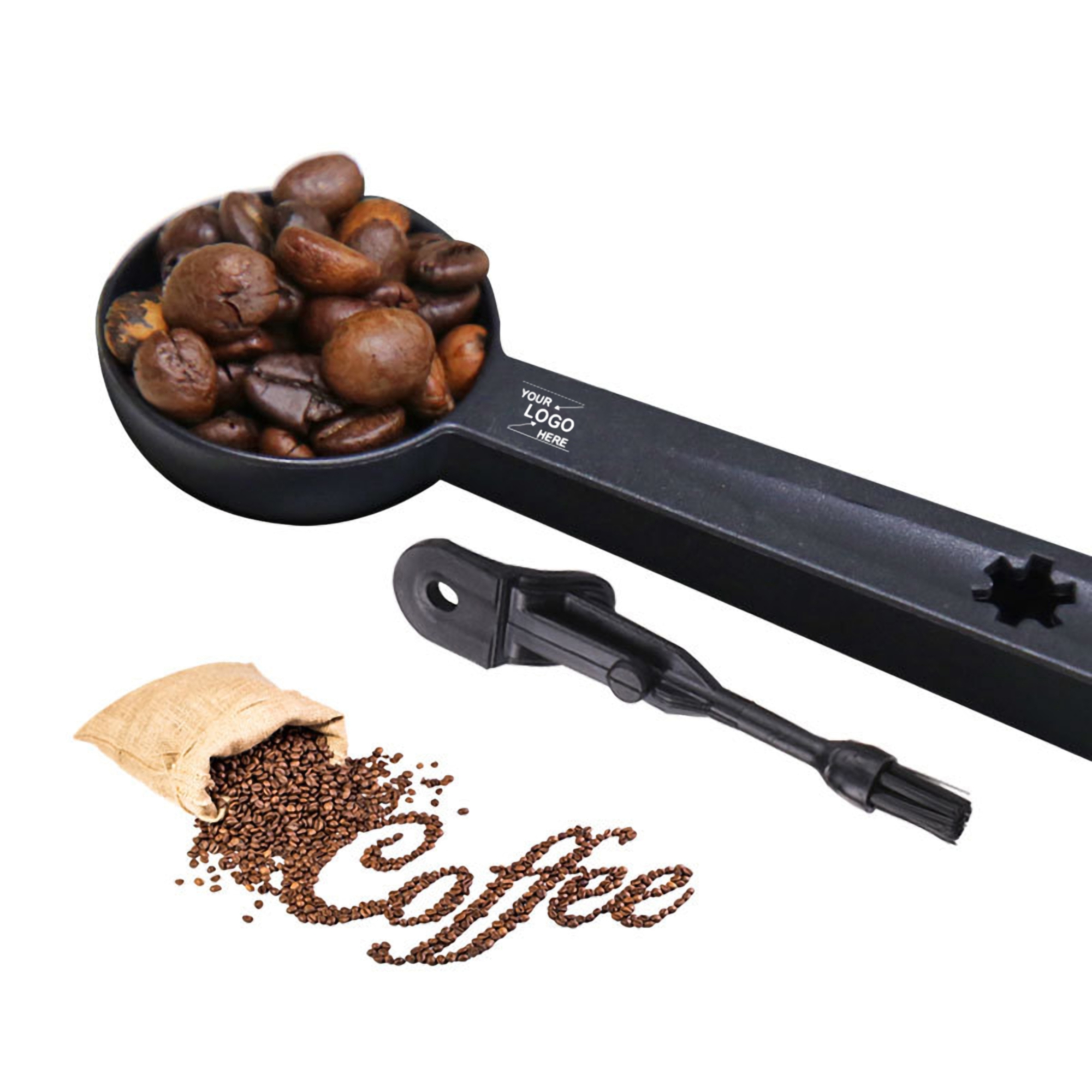 2" 1 Coffee Scoop w/Grinder Cleaning Brush 3