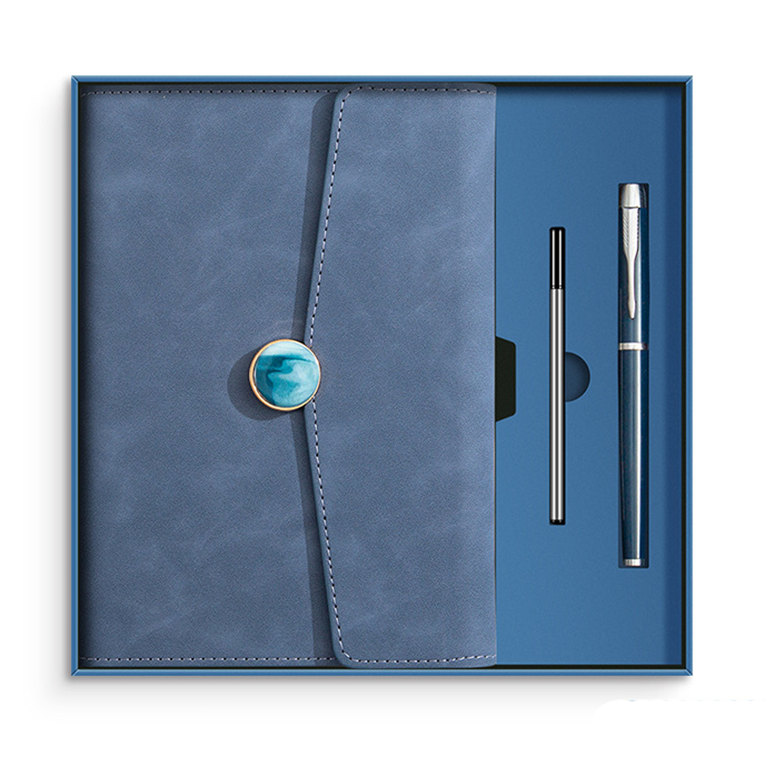 A5 PU Leather Cover Notebook w/ Metal Pen Set 12