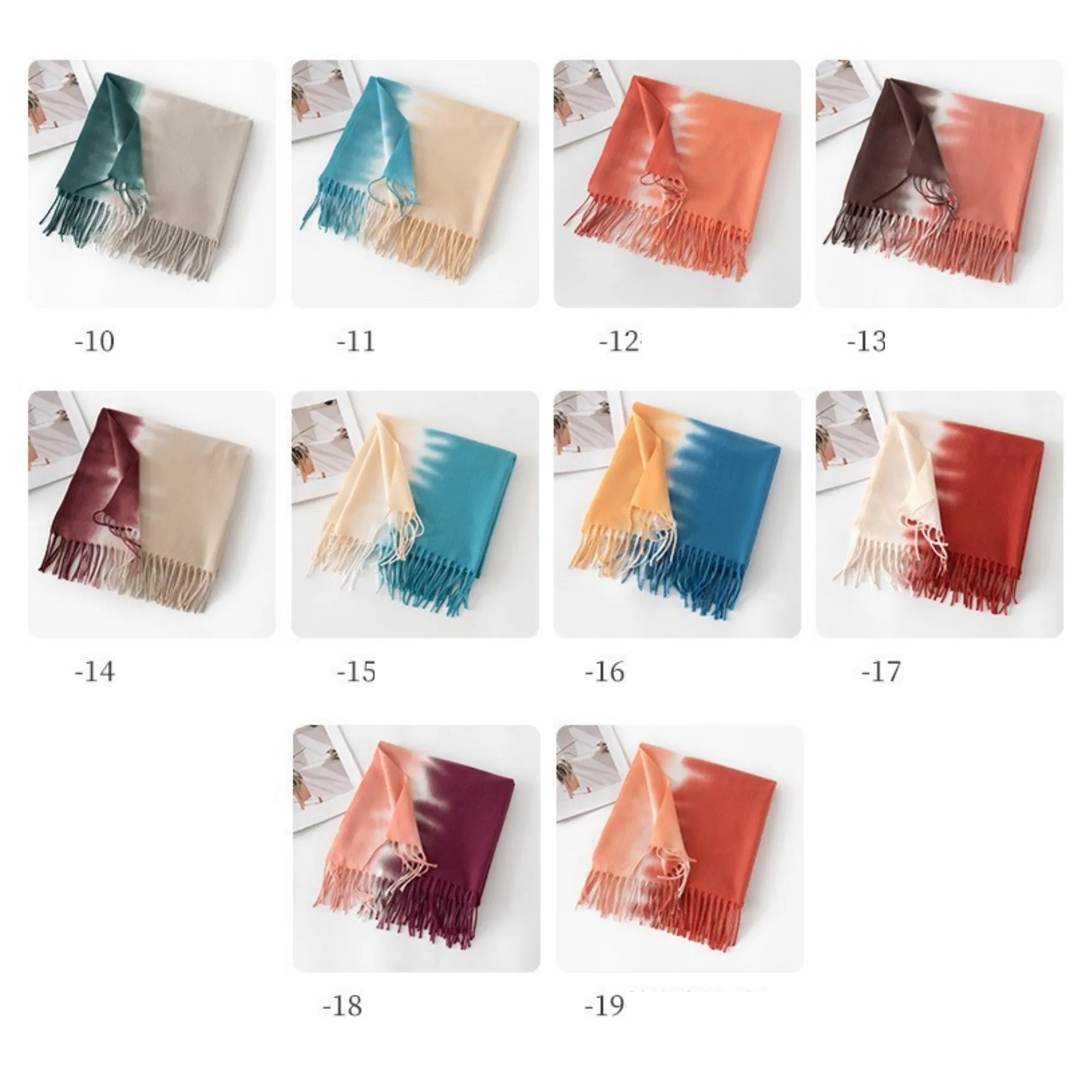 Faux Cashmere Winter Shawl Scarf Gradient Style 2