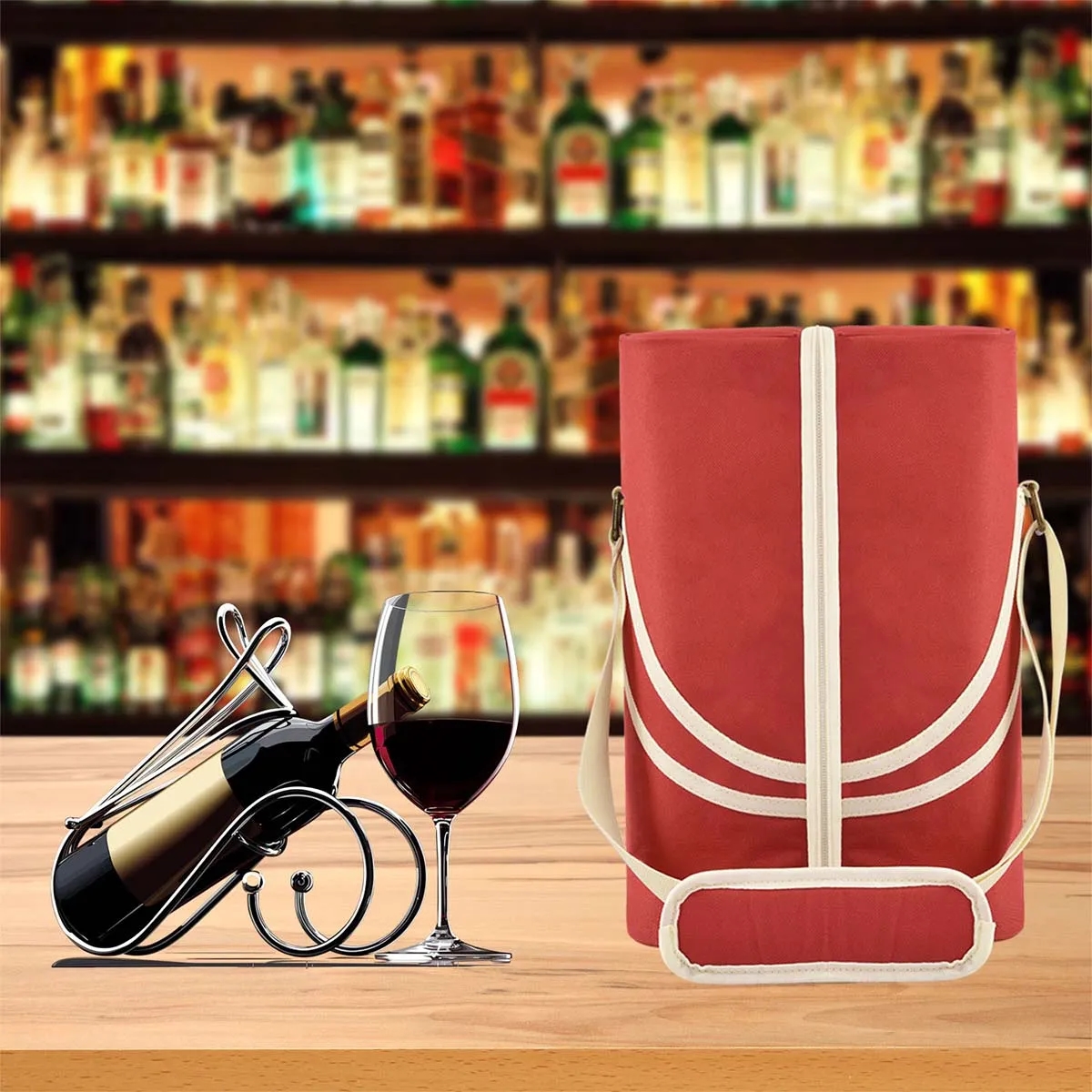 Stylish Wine Bag with Adjustable Shoulder Strap 3