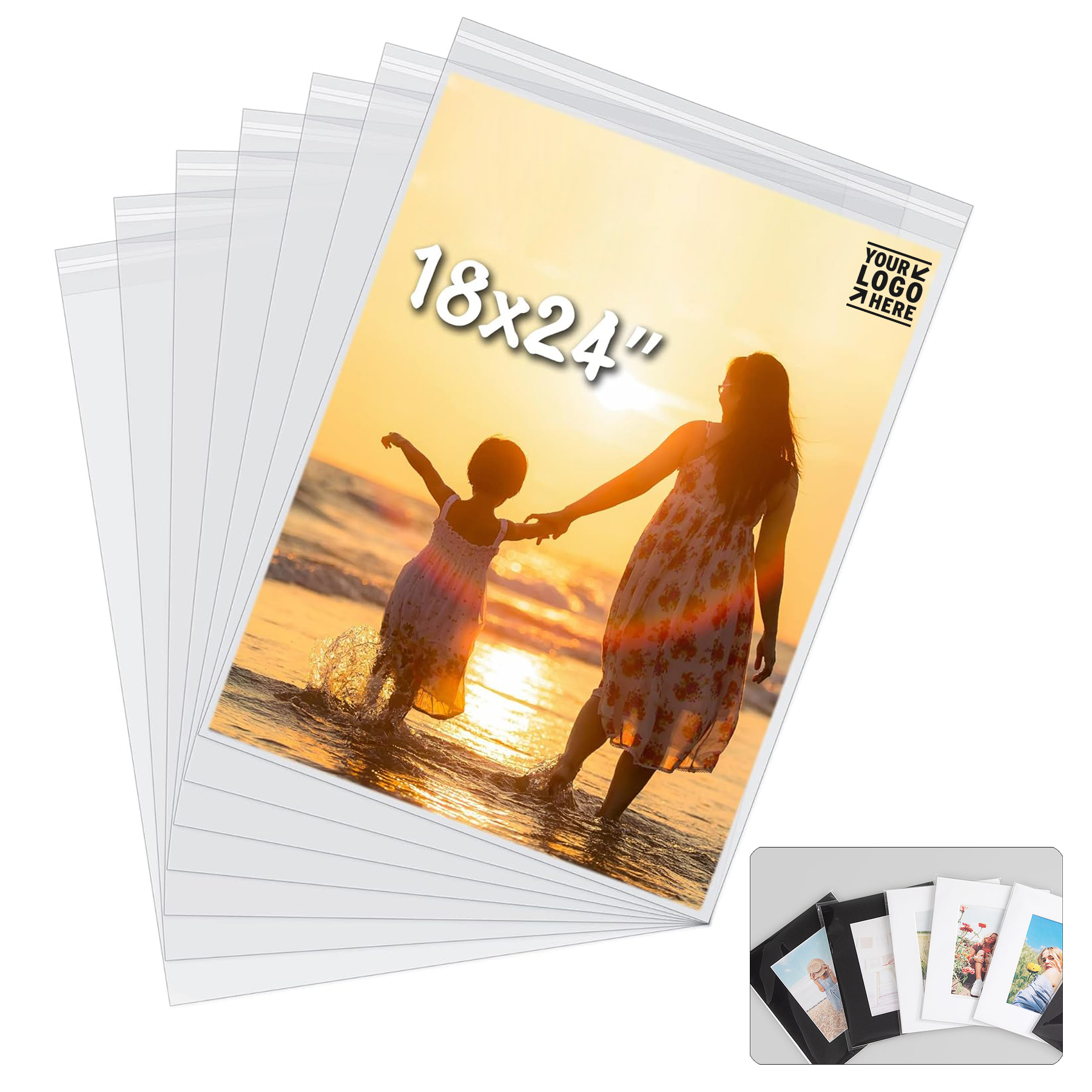 18"x24" Sturdy Photo Framing Sleeves Storage Crystal Clear Bag 2