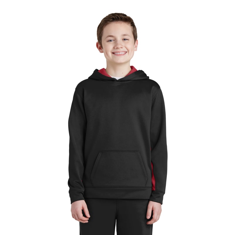 Sport-Tek Youth Sport-Wick Fleece Colorblock Hooded Pullover. 21