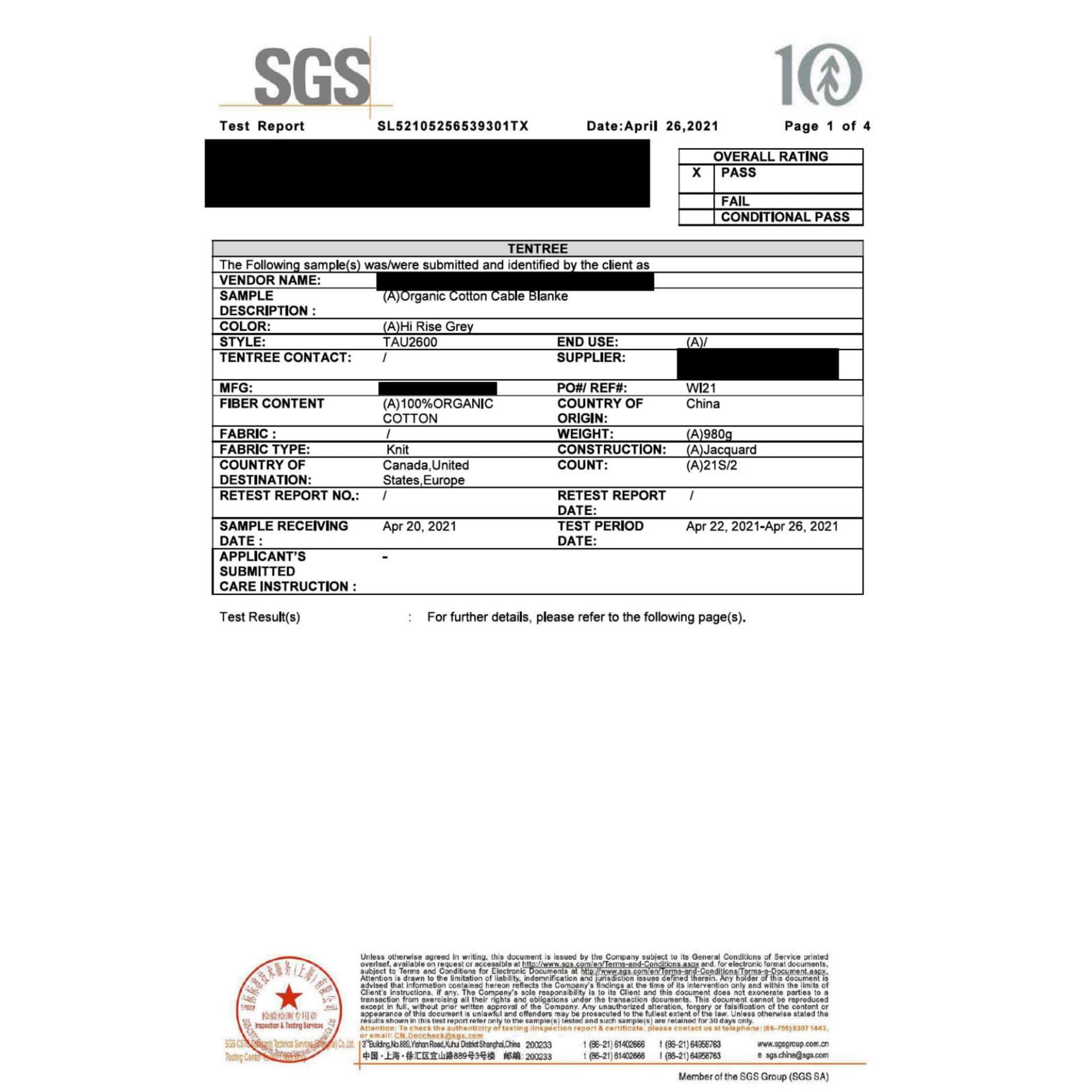 tentree Organic Cotton Cable Blanket 40