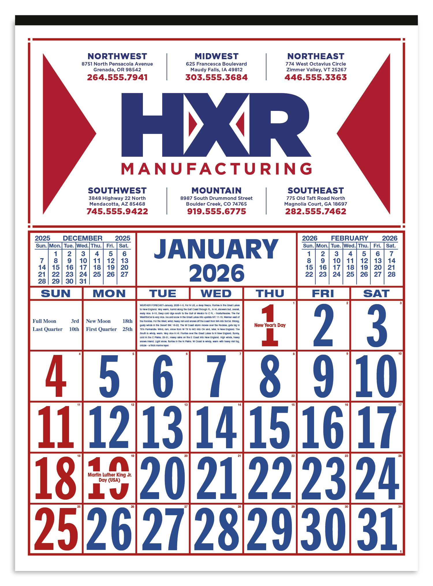 Skinner & Kennedy® Commercial 12-Sheet Calendar 16