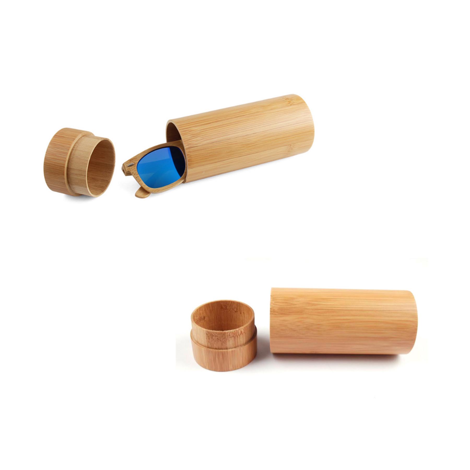 Bamboo And Wood Cylinder Sunglasses Case 2