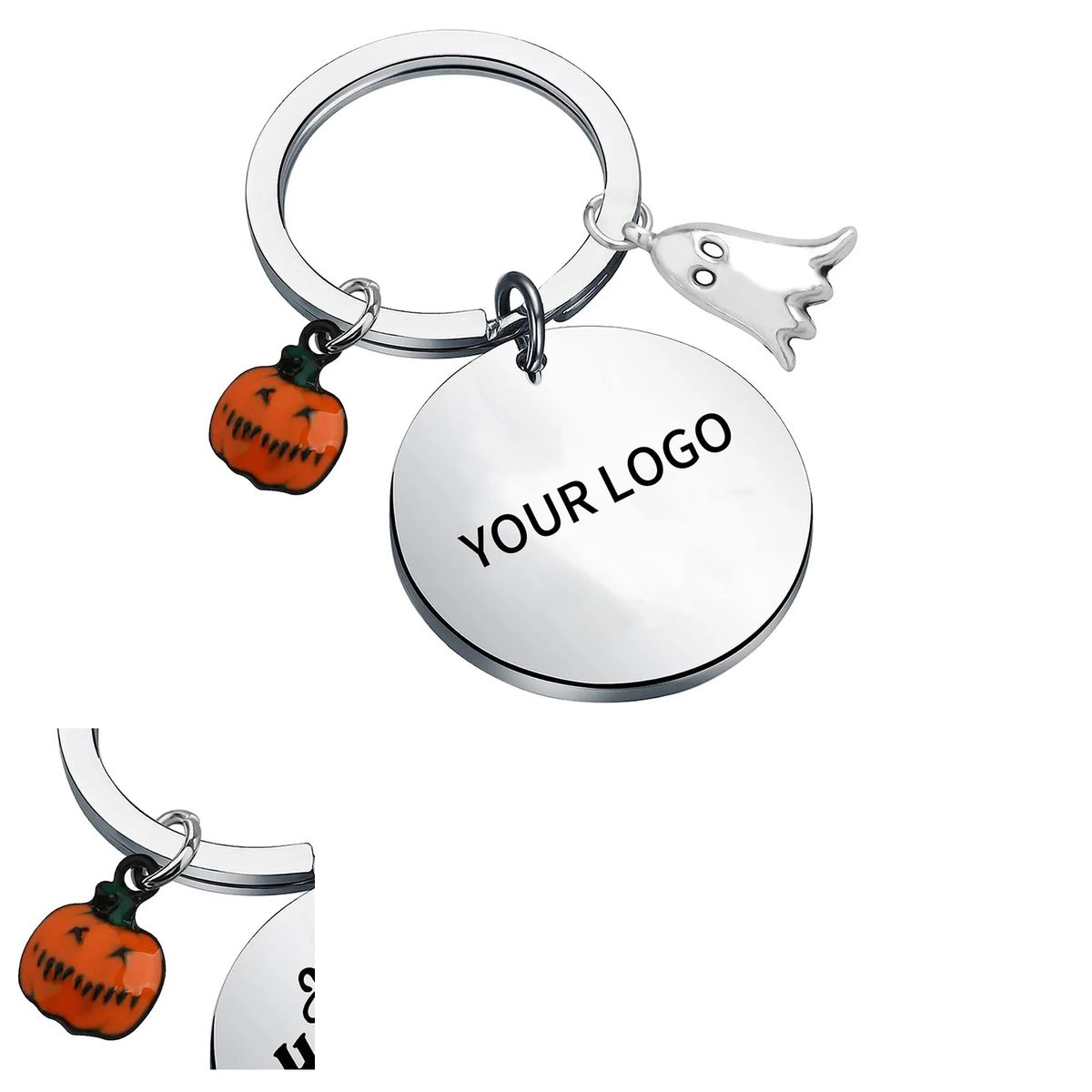 Stainless Ghost Bat Halloween Keychain 1