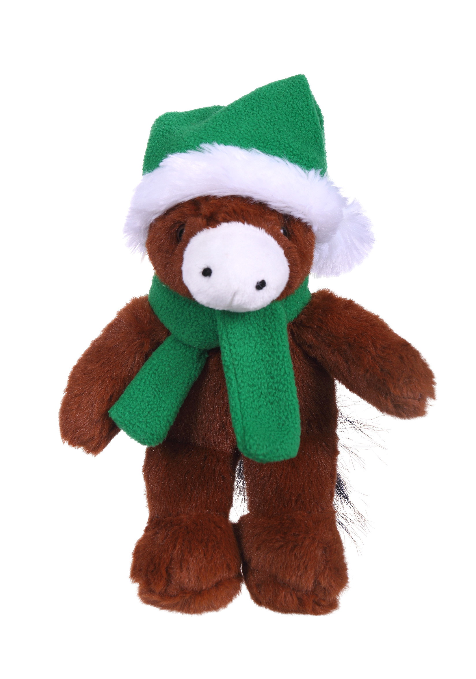 Soft Plush Stuffed Horse with Christmas Hat and Scarf