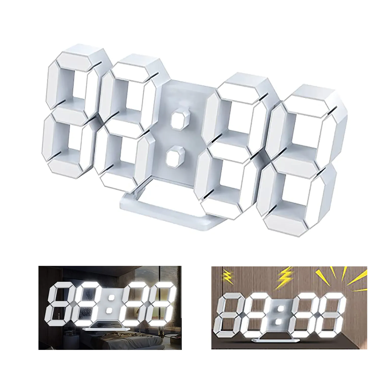 Led Digital Alarm 3D Wall Clock 2