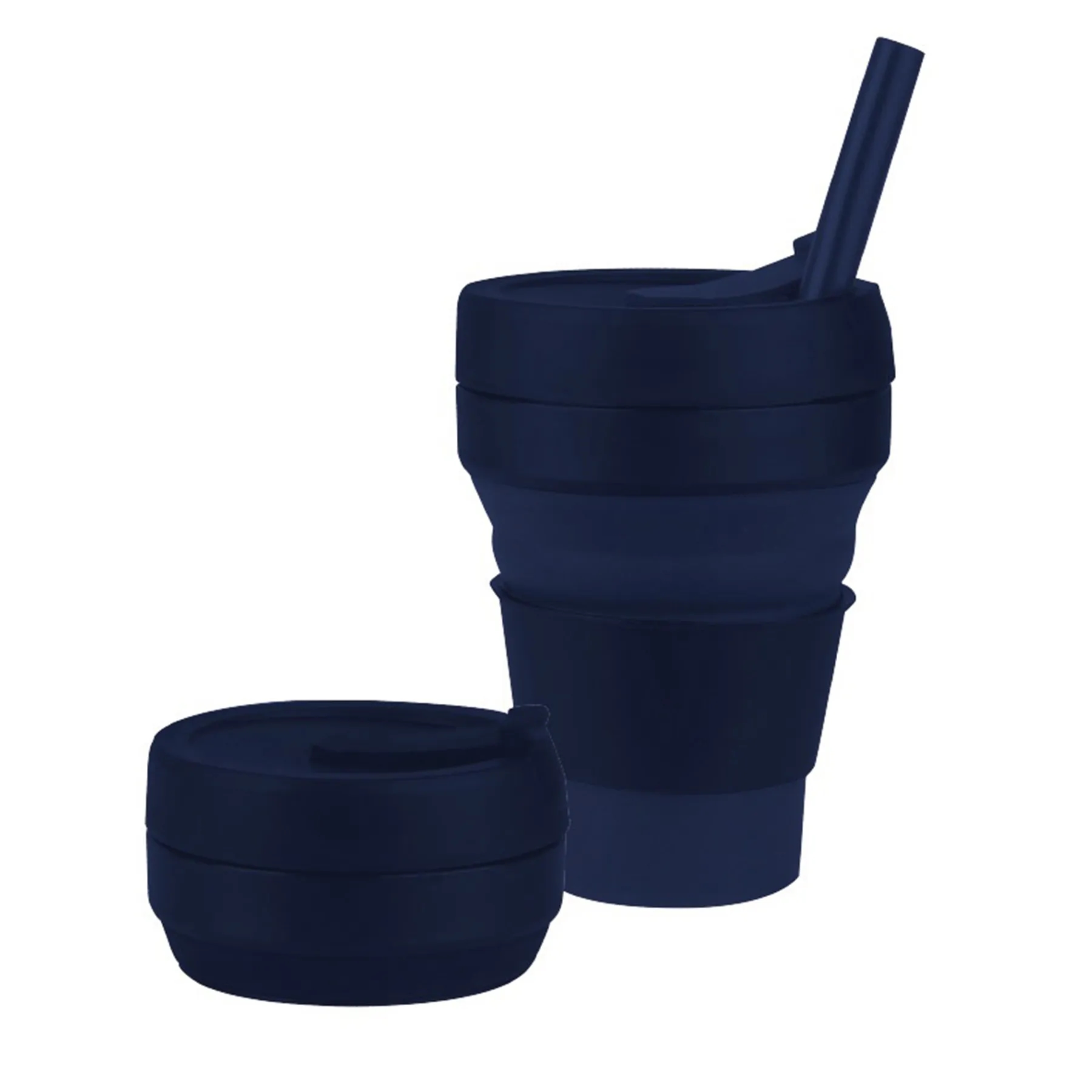12 Oz. Collapsible Travel Silicone Straw Coffee Cup with Lid 8