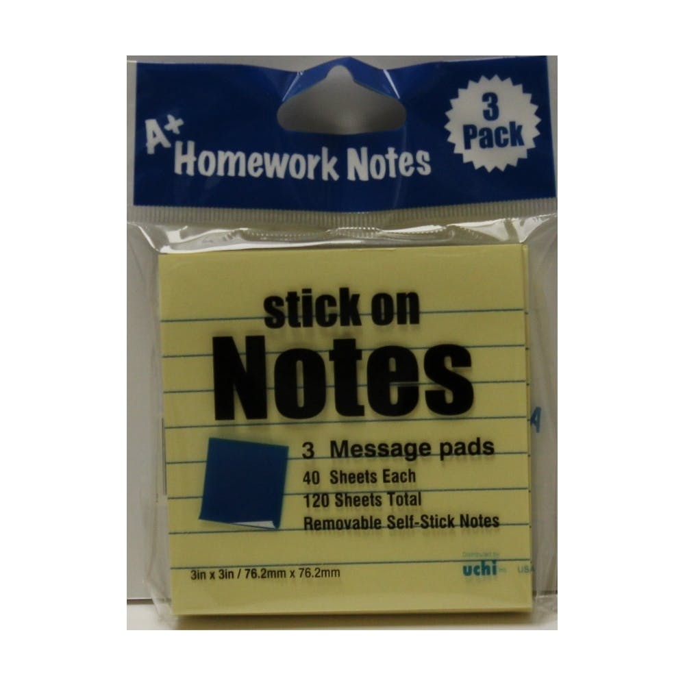 Stick On Notes - 40 Sheets Lined 3 Piece 1