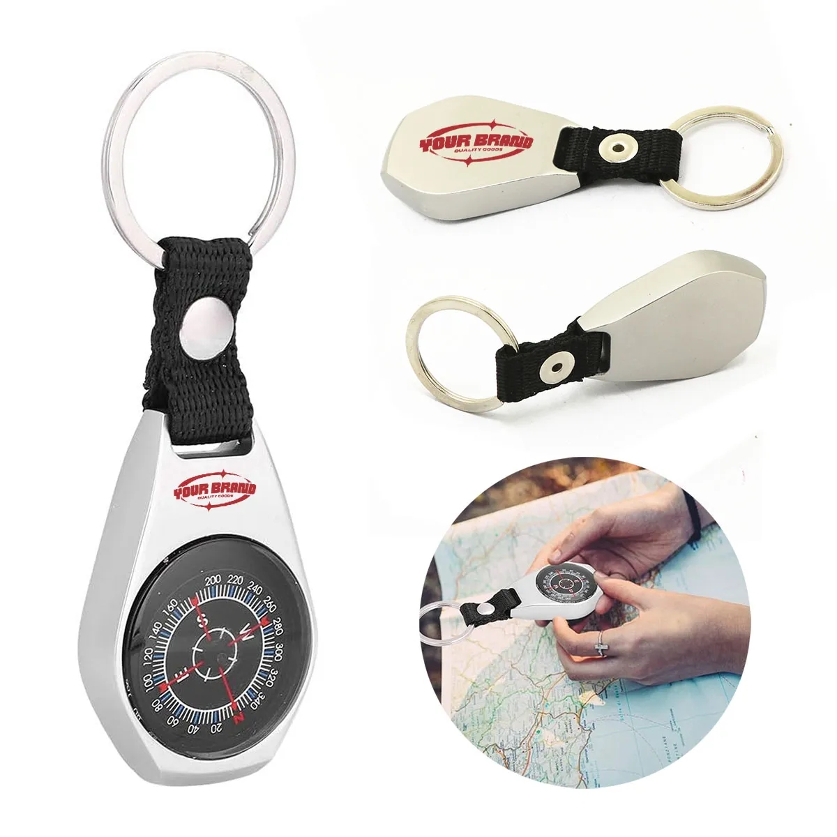 Outdoor Portable Compass Alloy Handheld Pendant Key Chain 2
