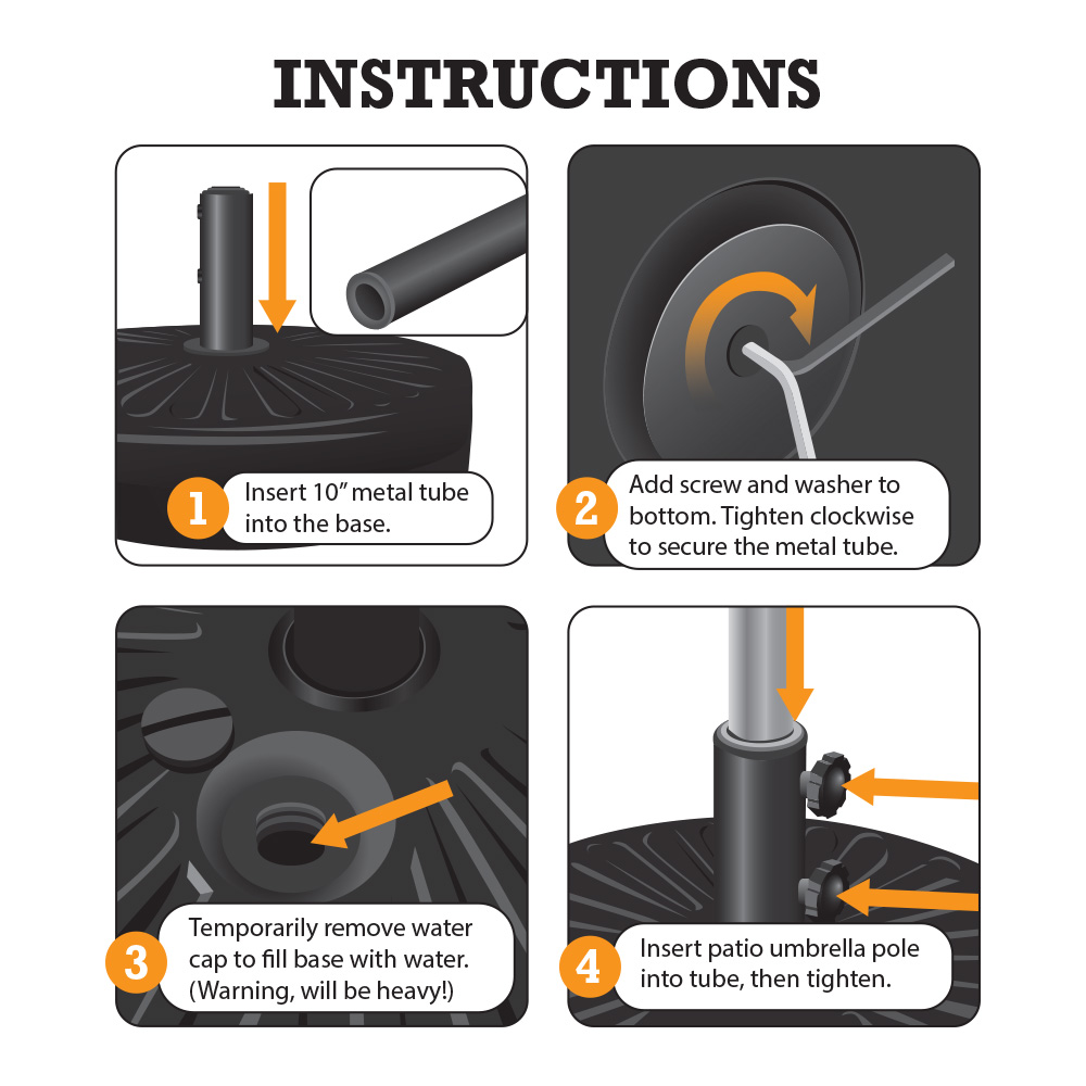 Patio Umbrella Base Free-Standing Durable High-Density Textured Plastic