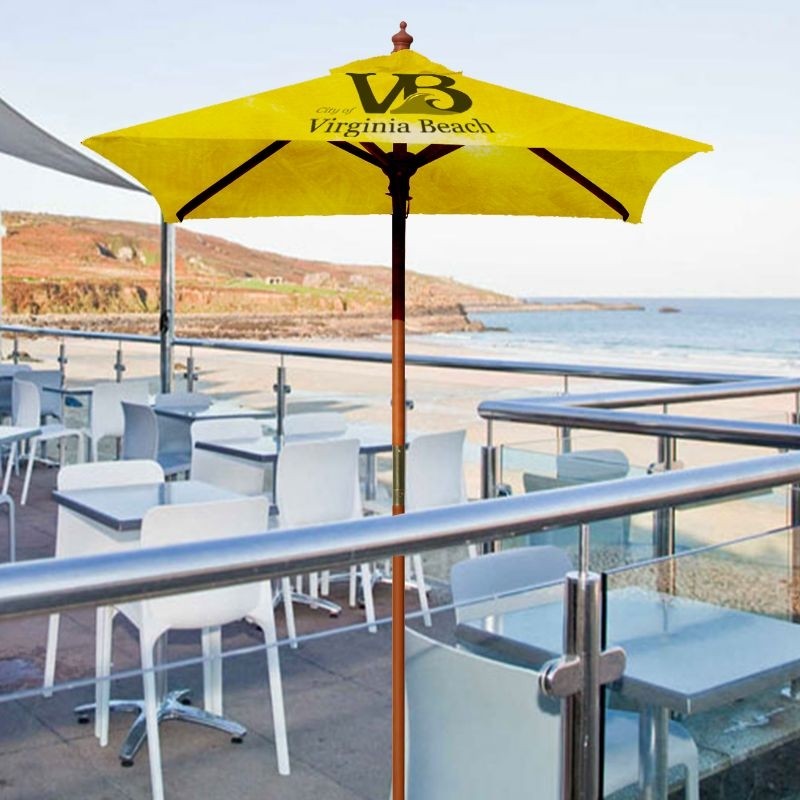 Square Wood Umbrella with 4 Ribs, Dye-Sublimation, Full Bleed, 4' 2