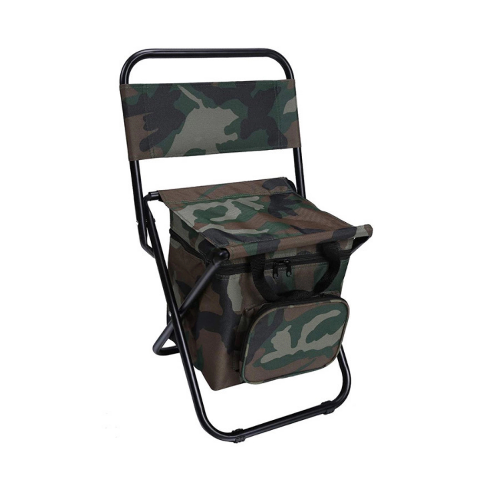 Outdoor Portable Backrest Collapsible Chair with Cooler Bag 1
