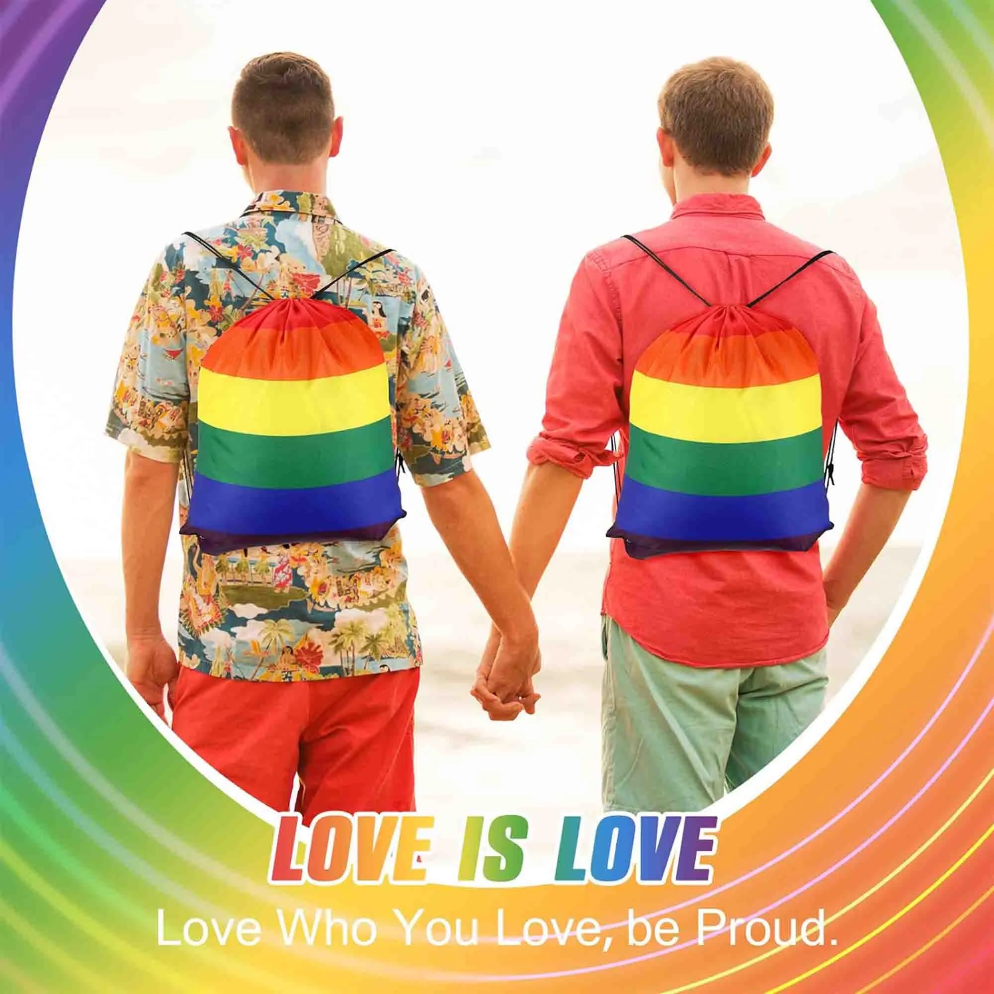 LGBT Pride Rainbow Unisex Drawstring Backpack 4