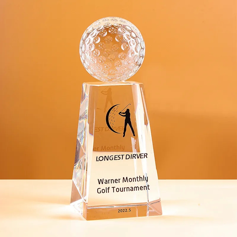 Clear Crystal Golf Trophy 6