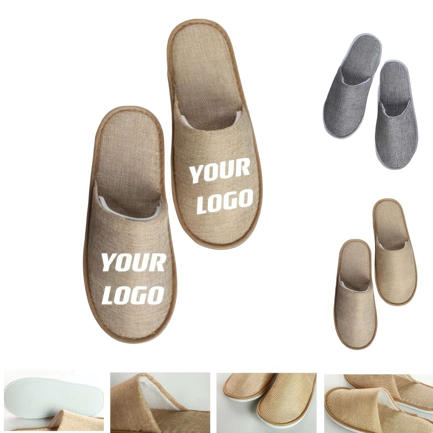 Custom Flax Non-slip Slippers For Hotel 2
