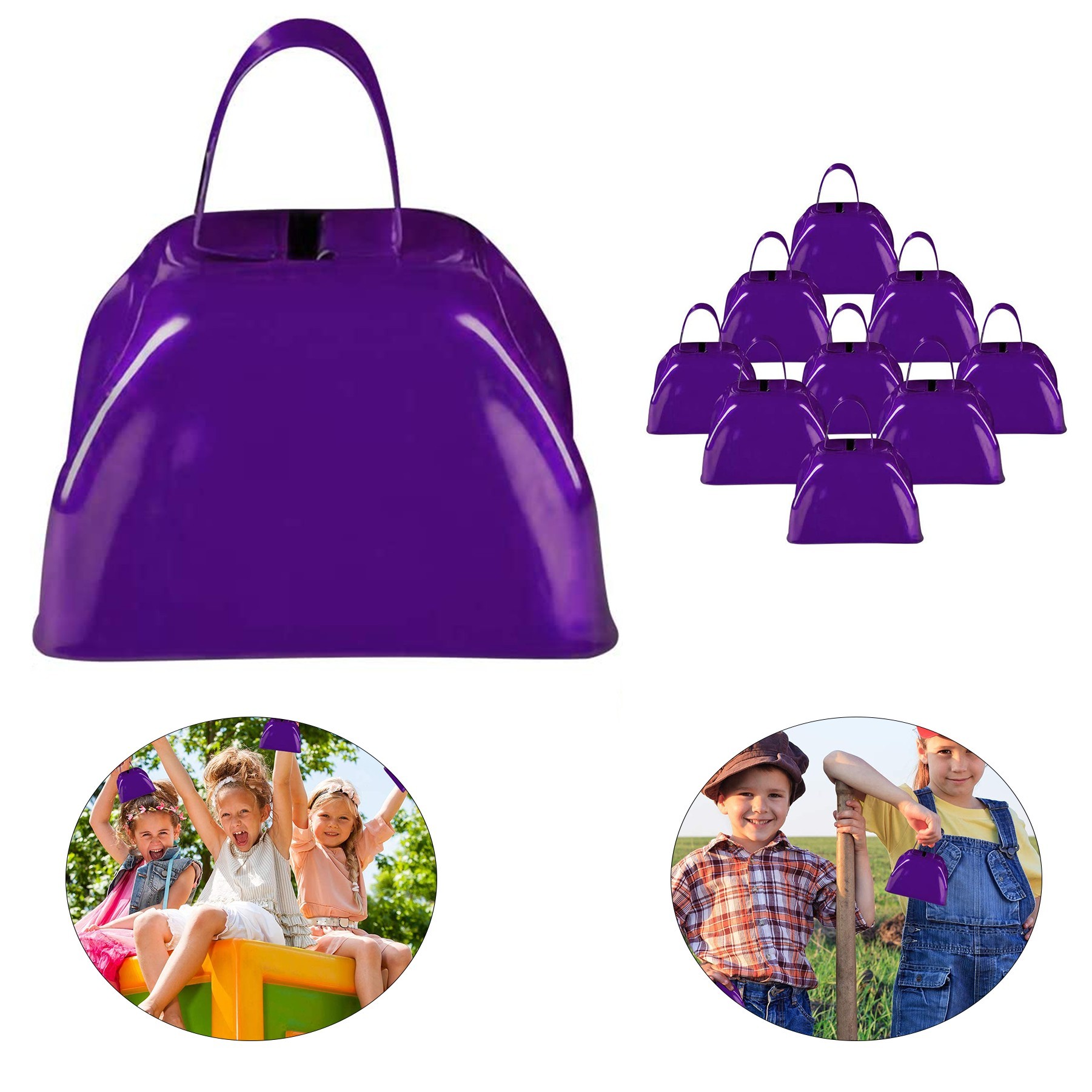 Purple Metal Cowbell Noisemaker 2