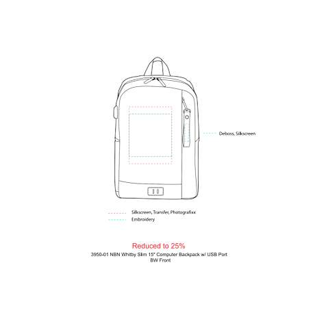 NBN Whitby Slim 15" Computer Backpack w/ USB Port 58
