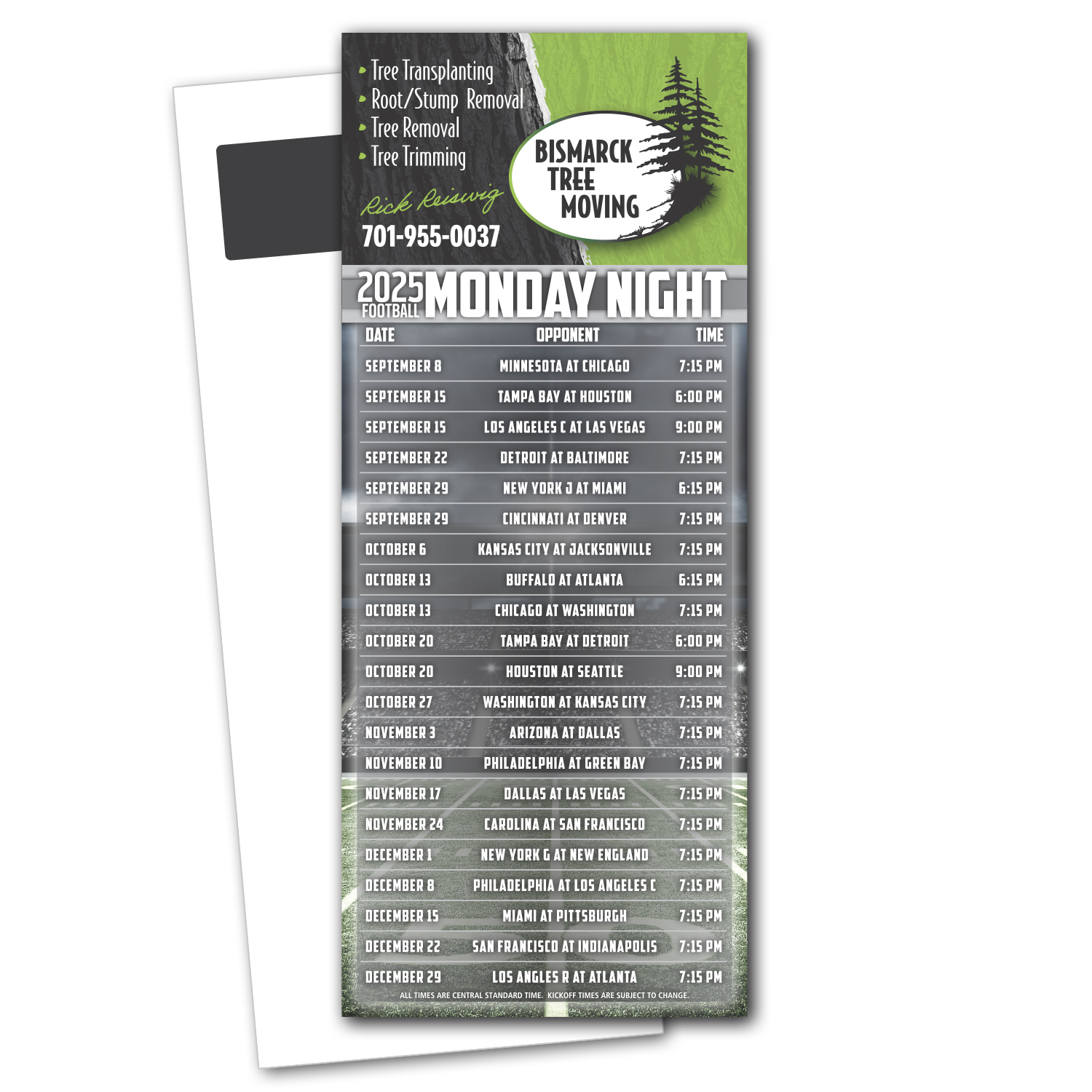 Football Schedule Magnetic Stick Up Card 5