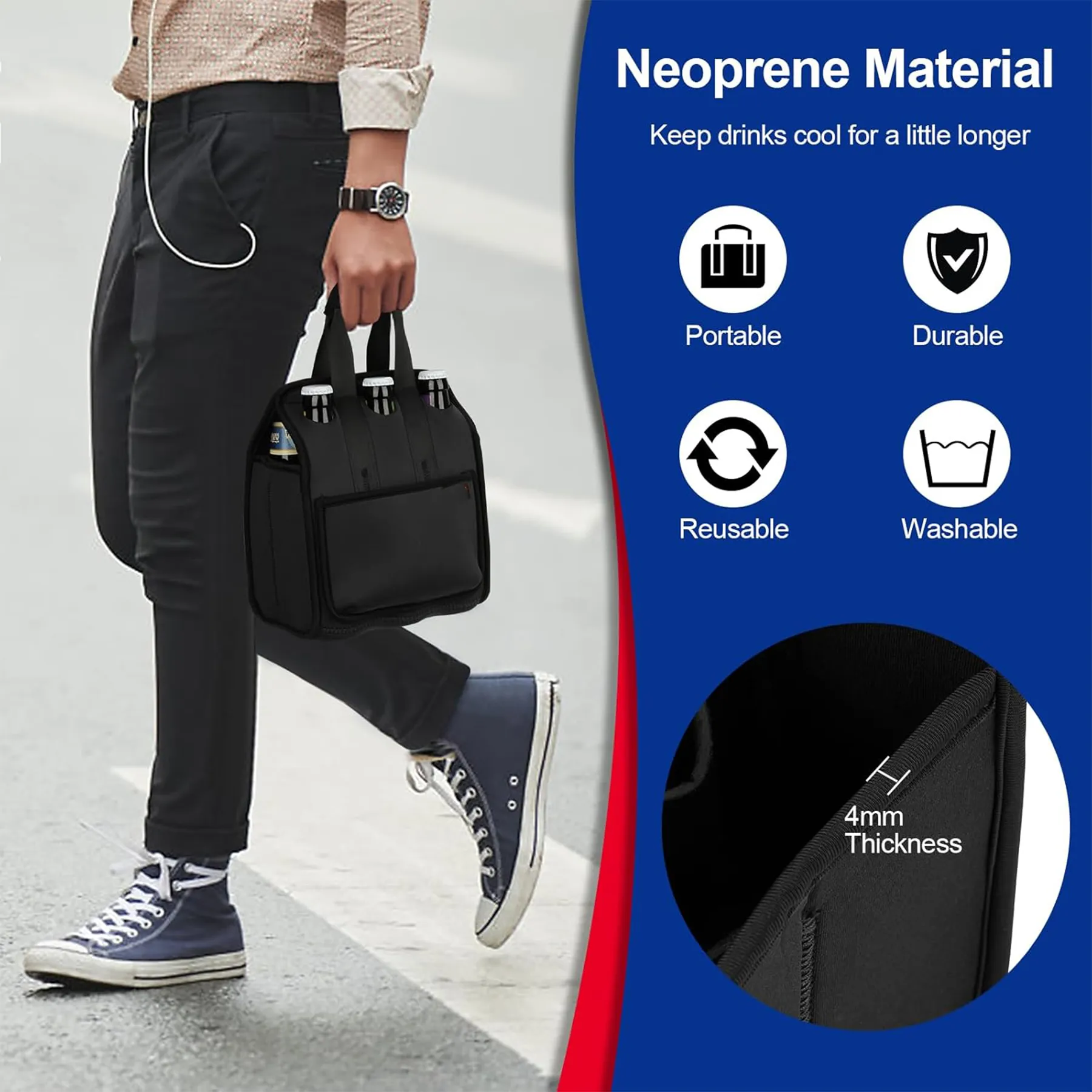 6 Pack Insulated Neoprene Bottle Cooler Bag 4