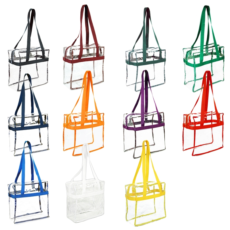 12" x 12" x 6" Clear Zipper Tote with Handles 1