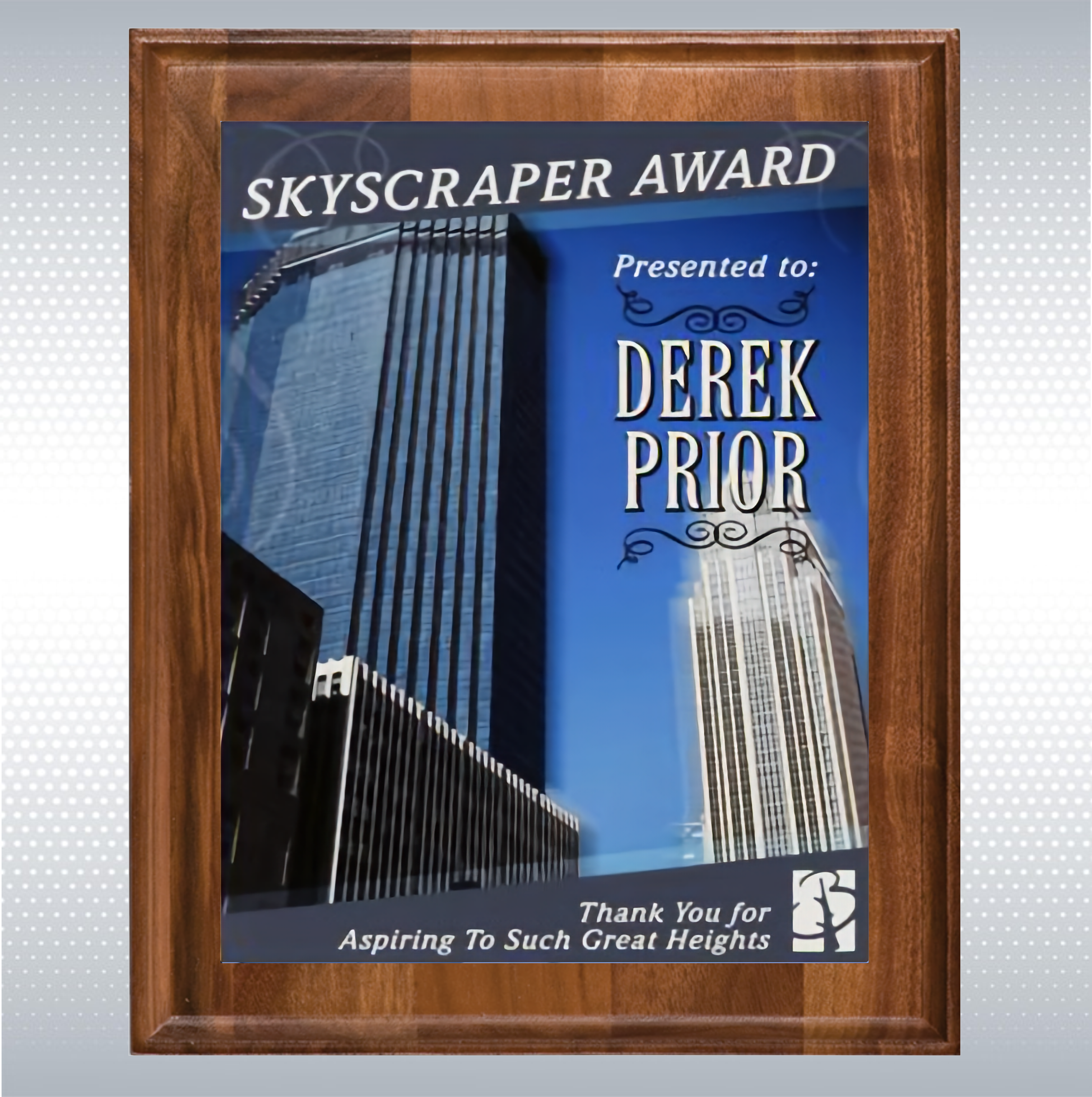 Walnut Wood Plaque w/Full Color Sublimated Plate 7