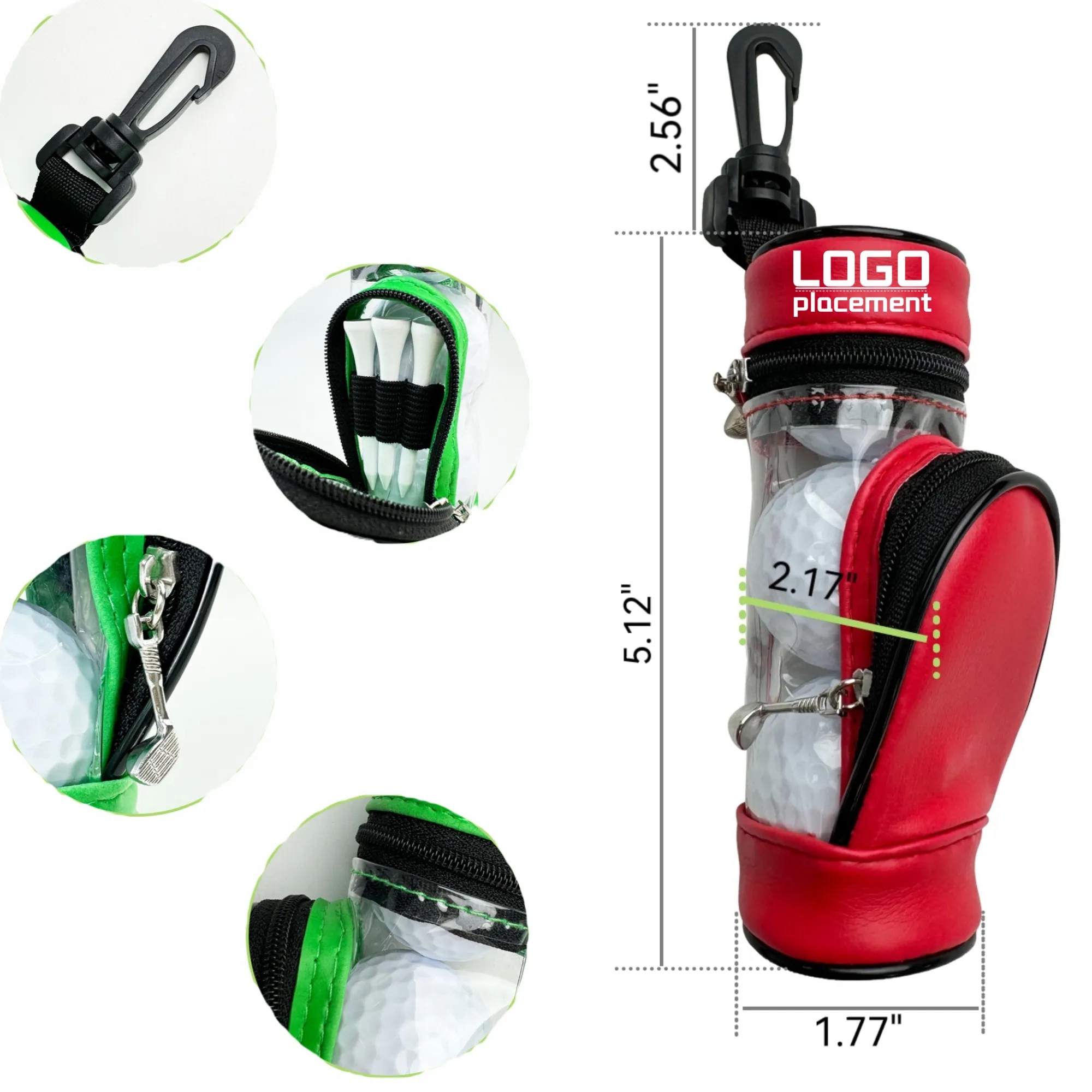 Golf Ball Pouch, PU Accessory Bag, Portable Ball Holder 3