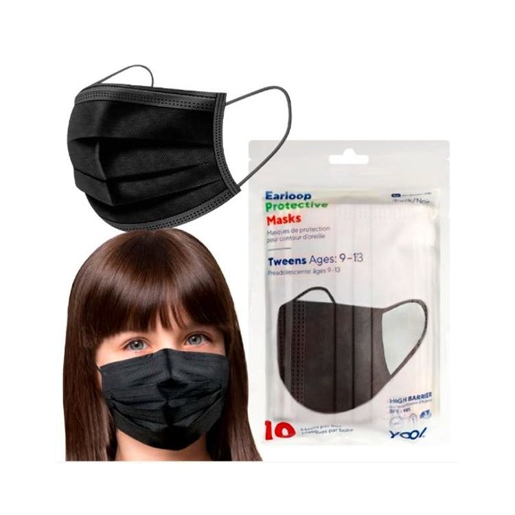 Kids' Disposable Face Masks - Black 10 Pack 3-Ply 2