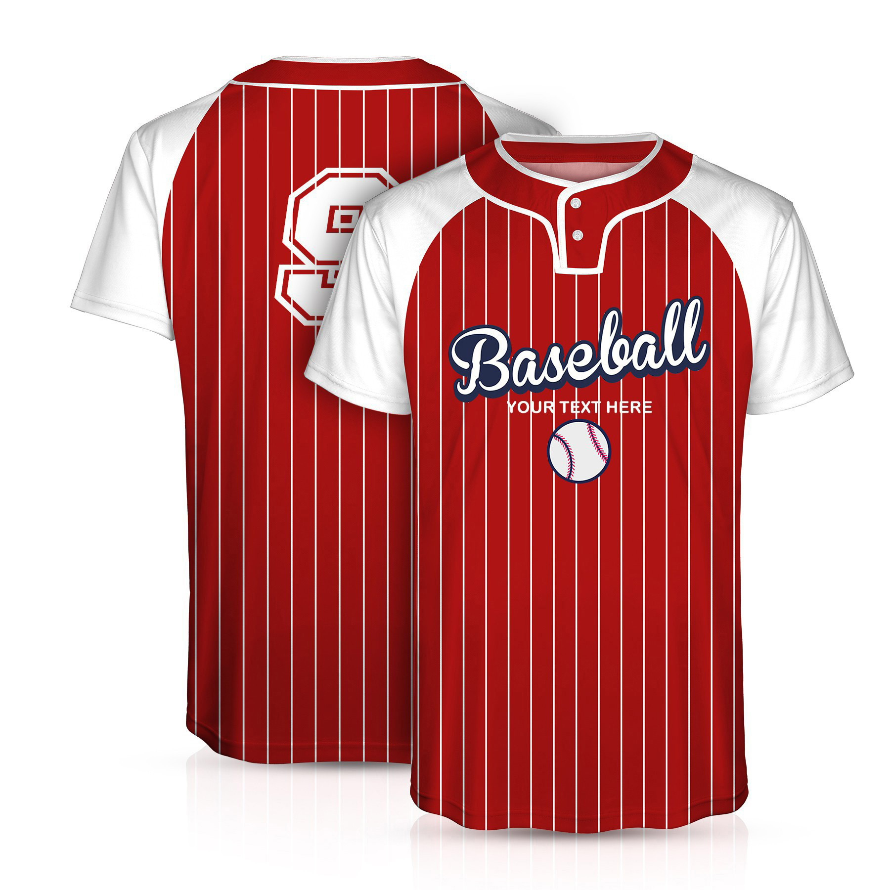 Custom 2-Button Front Baseball Jersey (Full Color Dye Sublimated) 4