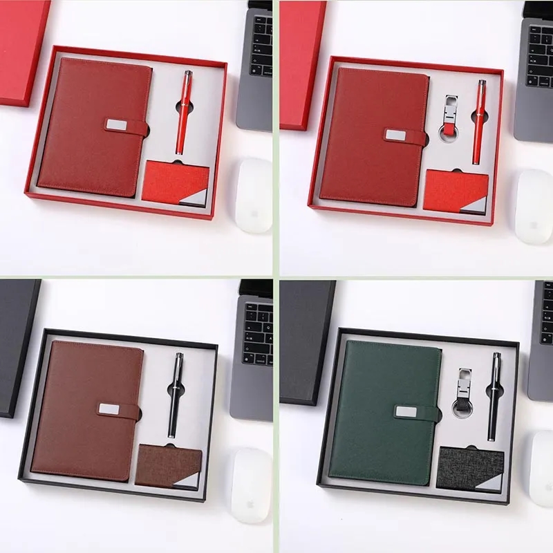 Card Holders Pen Keychain Leather Notebook Gift Sets 2