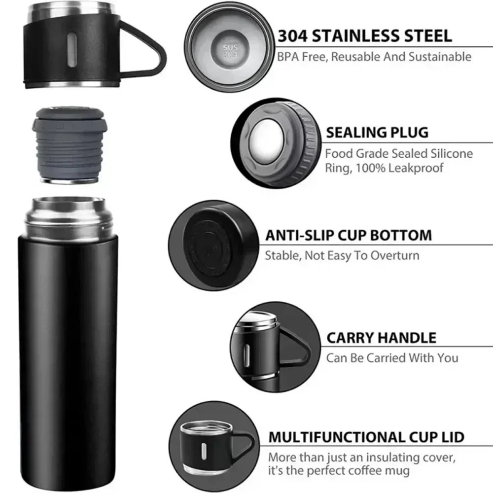 Stainless Steel Vacuum Insulated Bottle Mugs Office Gift Set 2