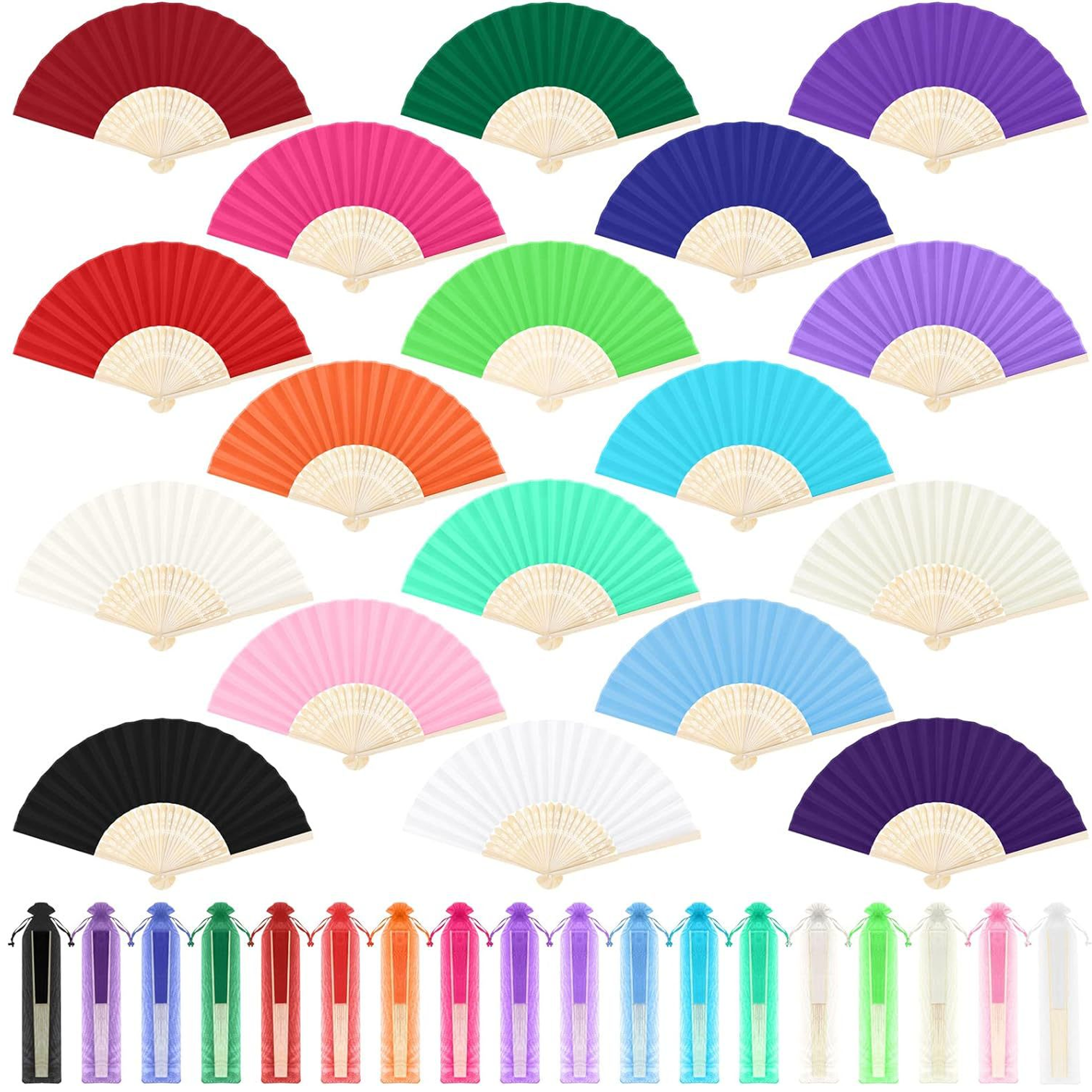 Full Color Handheld Paper Folded Bamboo Fan 2
