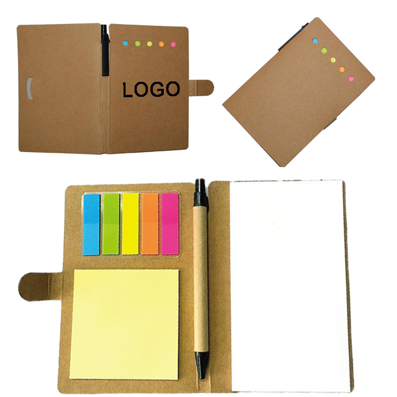 Kraft Paper Notebook W/ Pens & Sticky Notes 2