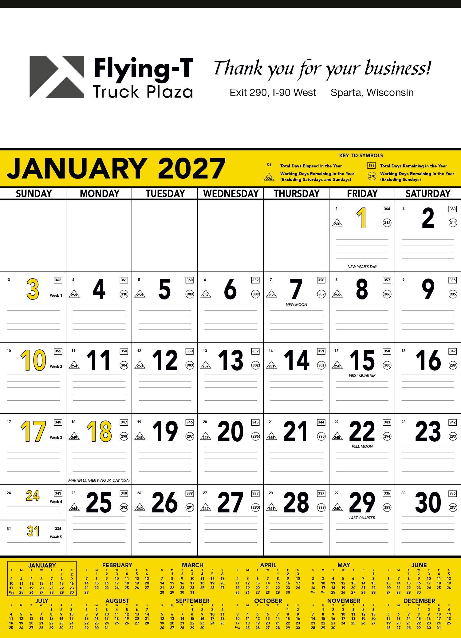 Triumph® Calendars Yellow & Black Contractor Memo Calendar 9
