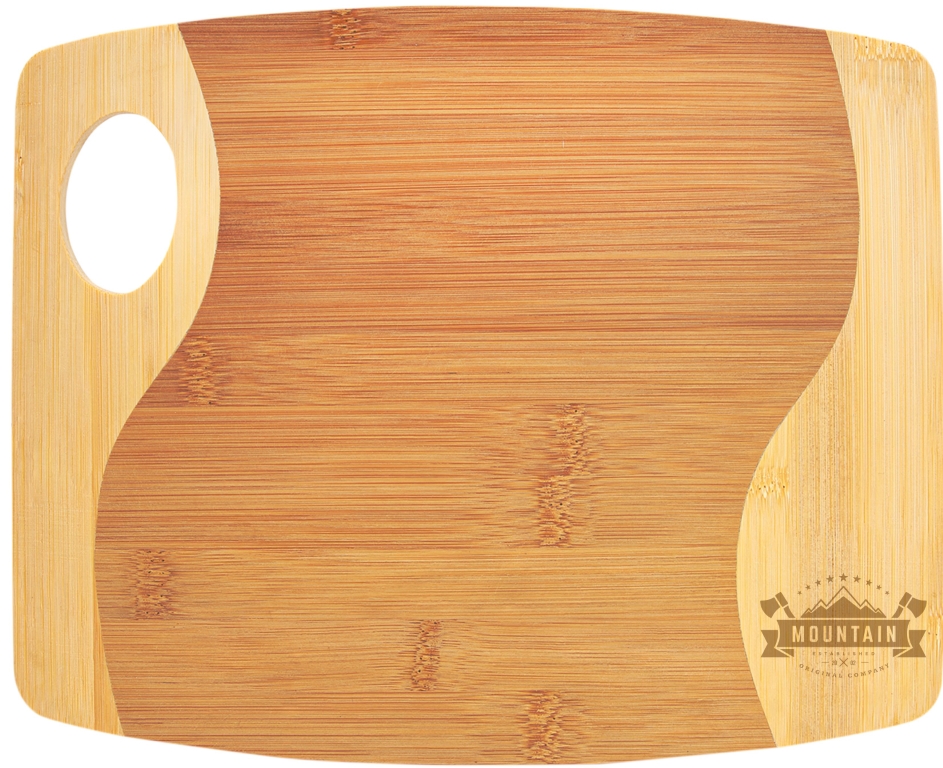 9" x 11" x 5/16" Bamboo Two Tone Cutting Board with Handle