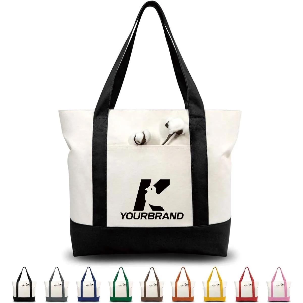 Custome Stylish Durable Canvas Tote Bag with External Pocket 3