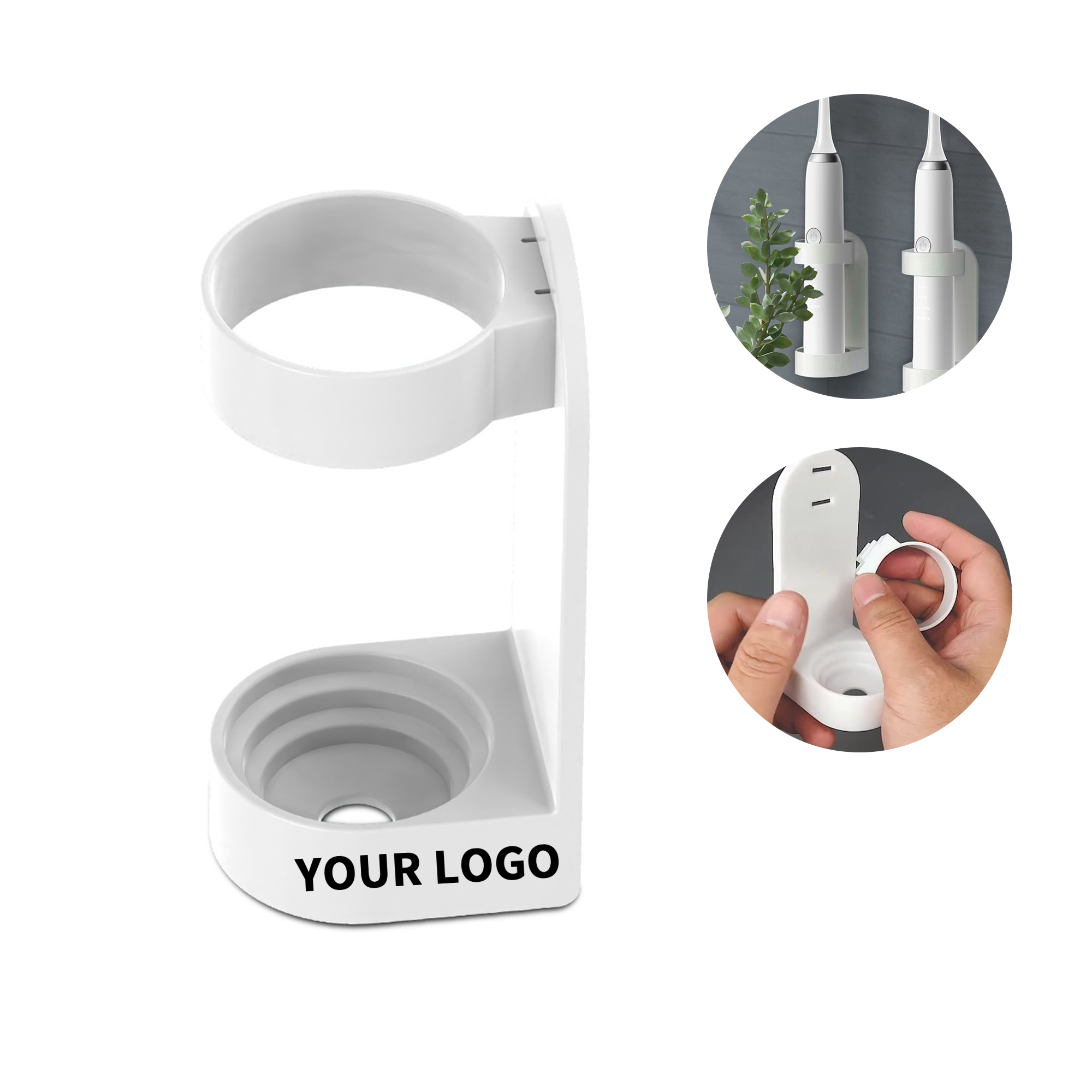 Wall Mount Electric Toothbrush Holder With Adhesive Back 2
