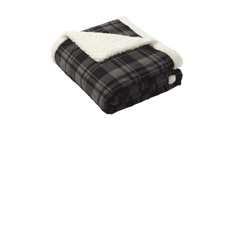 Flannel Sherpa Blanket w/ Leatherette Patch 6