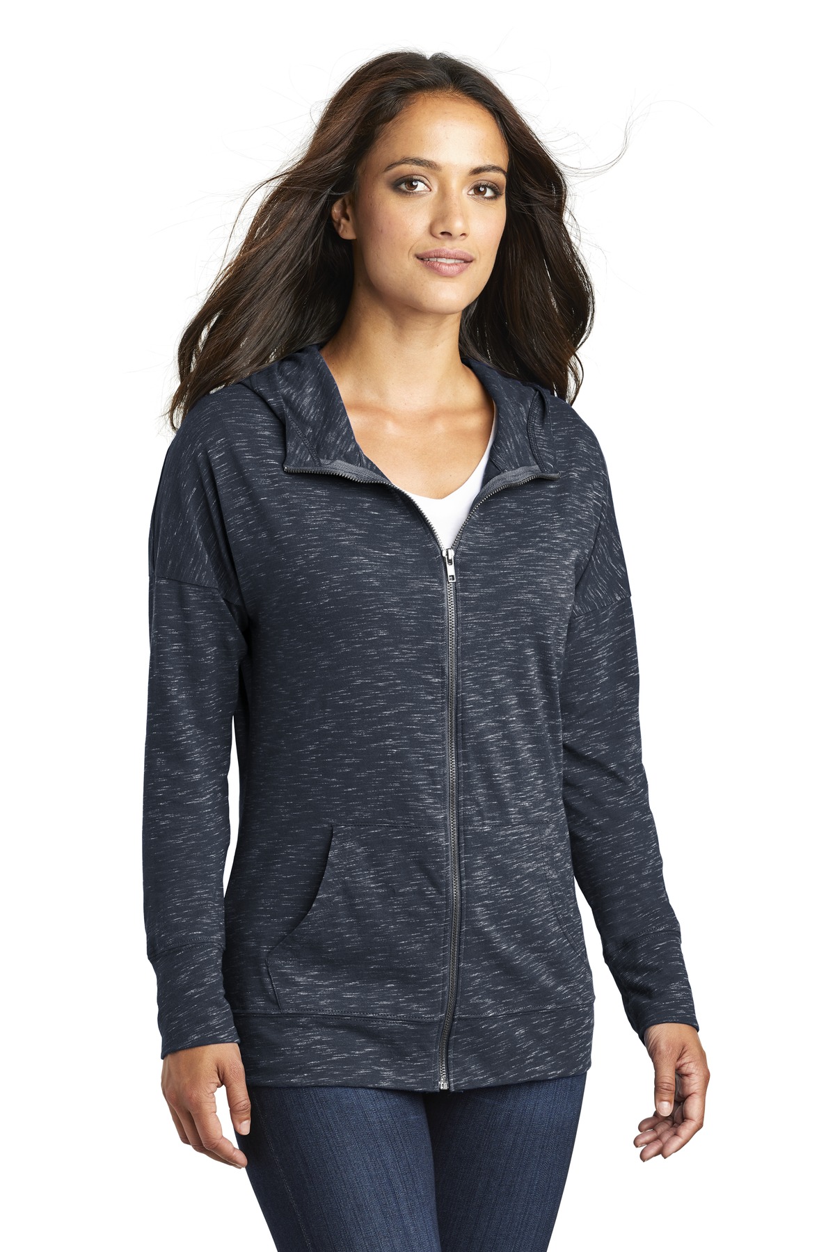 District Women's Medal Full-Zip Hoodie. DT665 2