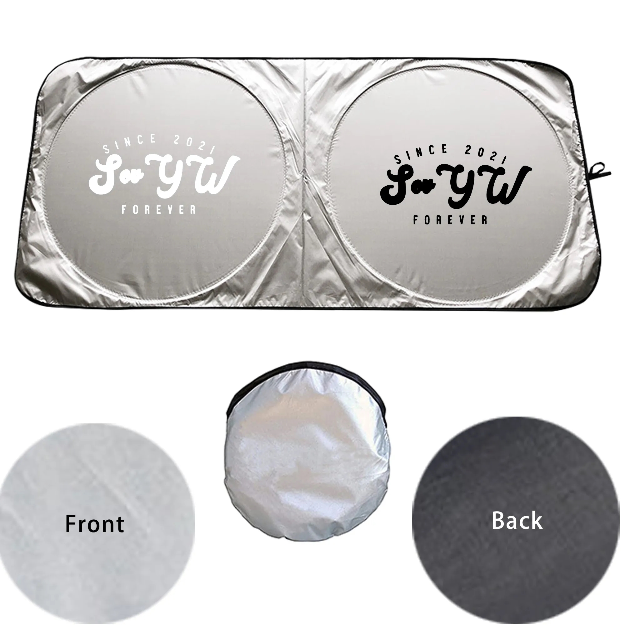 Foldable Car Windshield Sunshade With Storage Pocket