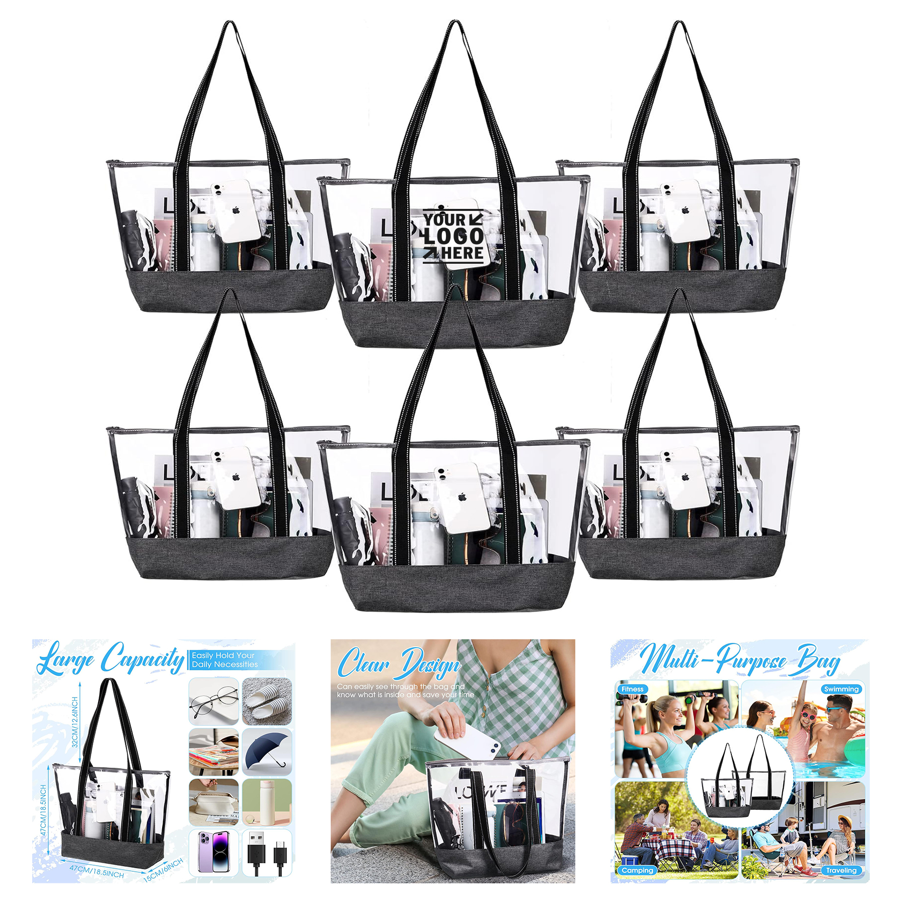 Large Transparent Tote Bag