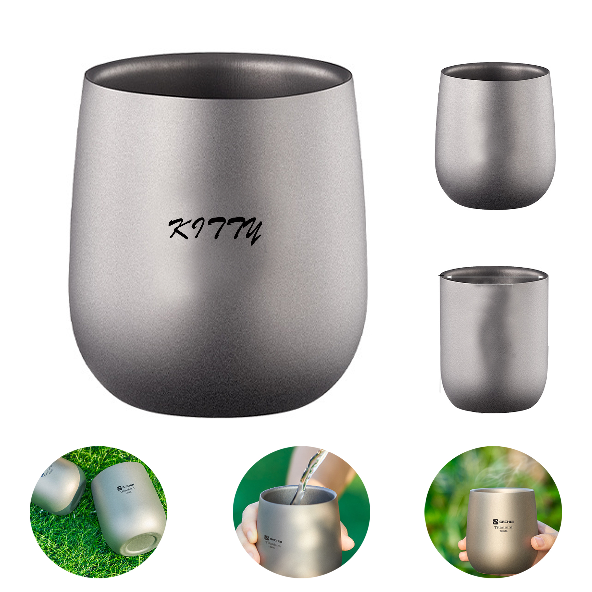 Pure Titanium Double-Layer Anti-Scald Goose Egg-Shaped Cup
